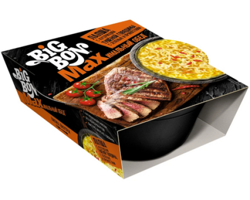 БигБон GO Лапша быстрого приготовления MAX со вкусом говядины, 110 г.