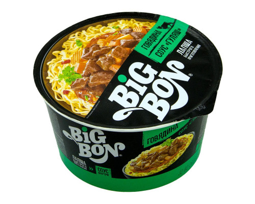 Лапша быстрого приготовления Big Bon, говядина+соус гуляш