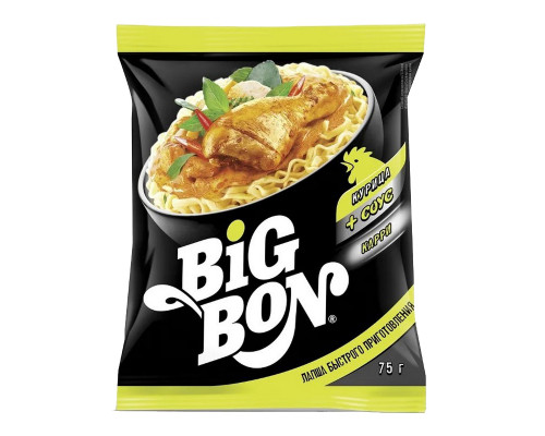 Лапша быстрого приготовления Big Bon,Курица + соус Карри