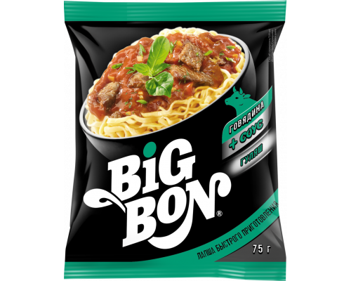 Лапша Big Bon Говядина + соус гуляш,75 гр