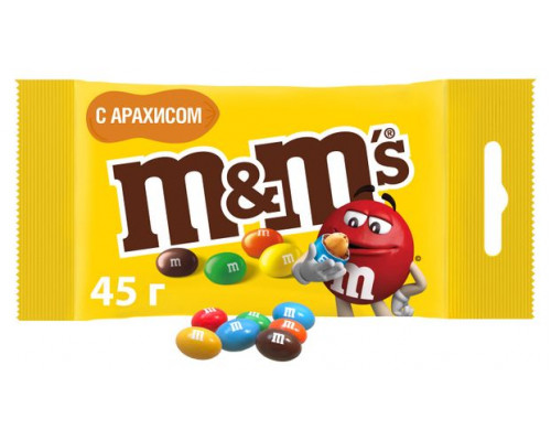 Драже M&M's шоколадное с арахисом, 45 г