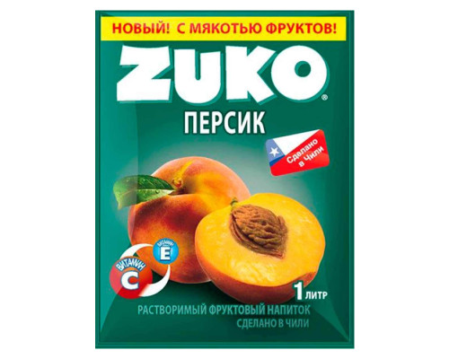 ZUKO Растворимый фруктовый напиток, персик,  25г