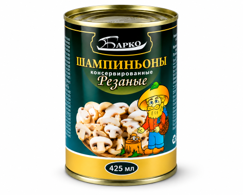 Шампиньоны консервированные резаные Барко, 425 мл