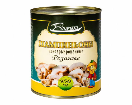 Шампиньоны консервированные резаные Барко, 850 мл