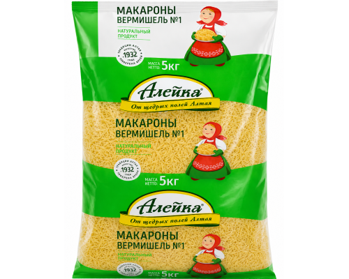 Макароны-вермишель №1, 5 кг Алейка
