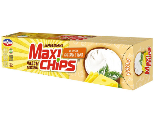 Чипсы картофельные пластины Мaxi-Chips со вкусом Сметаны и сыра, 50г