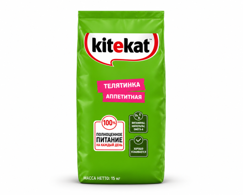 Сухой корм для кошек Kitekat «Аппетитная телятина», 15 кг