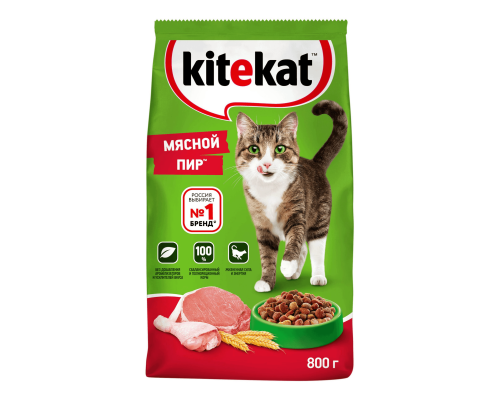 Kitekat сухой корм для кошек, Мясной пир, 800г 