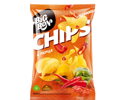 Картофельные чипсы BIGBON CHIPS со вкусом Четыре перца, 50г Картофельные чипсы BIGBON CHIPS со вкусом Четыре перца, 50г