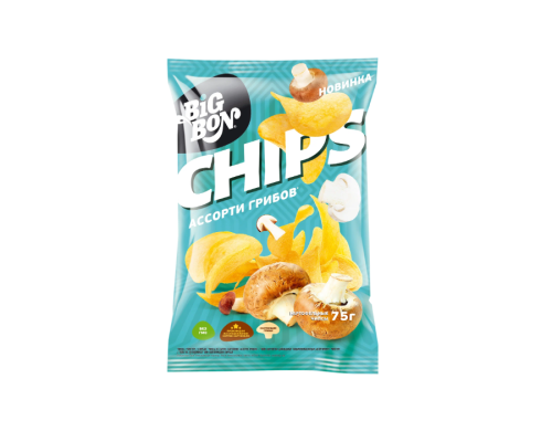 Чипсы картофельные BIGBON CHIPS Ассорти грибов, 74г Чипсы картофельные BIGBON CHIPS Ассорти грибов, 74г