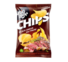 Картофельные чипсы BIGBON CHIPS Black Angus на Гриле, 75г 