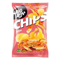 Картофельные чипсы BIGBON CHIPS со вкусом краба, 140г