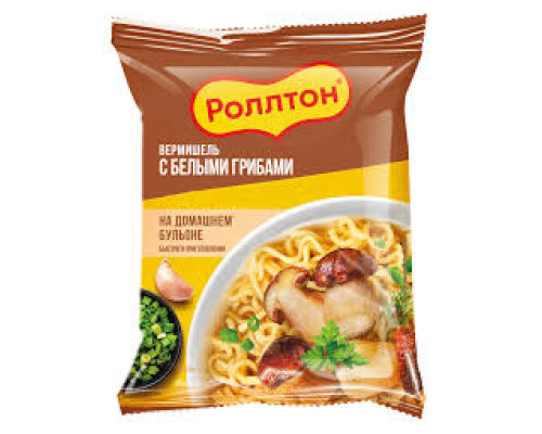 Вермишель быстрого приготовления Роллтон с Белыми грибами, 60г Вермишель быстрого приготовления Роллтон с Белыми грибами, 60г