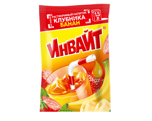 Напиток растворимый Invite Клубника-Банан, 12г Напиток растворимый Invite Клубника-Банан, 12г