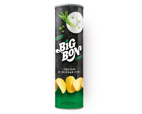 Чипсы картофельные BIGBON со вкусом Сметана и Зеленый лук, 130г Чипсы картофельные BIGBON со вкусом Сметана и Зеленый лук, 130г