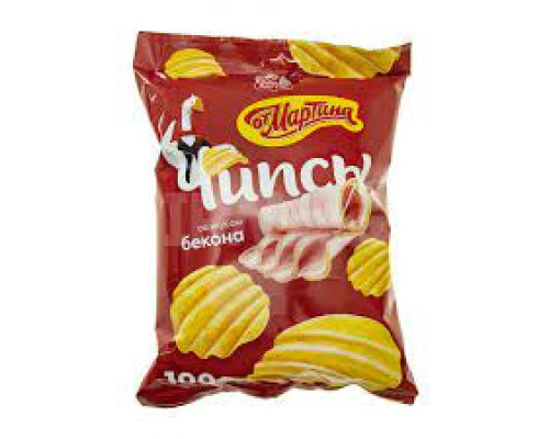 Чипсы рифленые От Мартина бекон, 100г