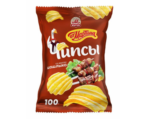 Чипсы рифленые от Мартина со вкусом шашлыка, 100г Чипсы рифленые от Мартина со вкусом шашлыка, 100г