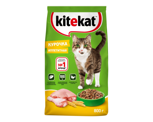 Kitekat сухой корм для кошек, Курочка Аппетитная, 800г 