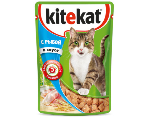 Корм для кошек Kitekat влажный в рыбном соусе, 85г Корм для кошек Kitekat влажный в рыбном соусе, 85г