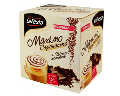 Растворимый кофе La Festa Maximo Cappuccino с шоколадной посыпкой, 27г