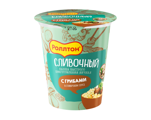 Лапша Роллтон со вкусом грибов в сливочном соусе, 70г