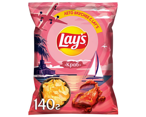 Чипсы картофельные Lays Краб, 140г Чипсы картофельные Lays Краб, 140г