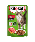 Kitekat влажный корм для кошек, Сочная говядина в желе, 85г 