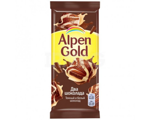 Шоколад Alpen Gold темный и белый, 85 г