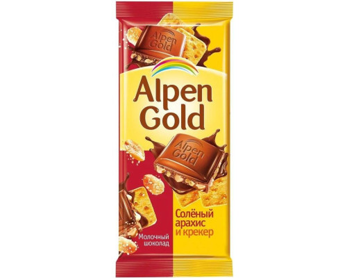 Шоколад Alpen Gold молочный крекер-соленый арахис, 85г