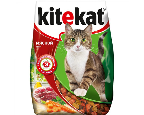 Kitekat сухой корм для кошек, Мясной пир, 350г 
