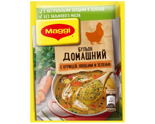 Maggi Домашний, Бульон с курицей, овощами и зеленью, порошок