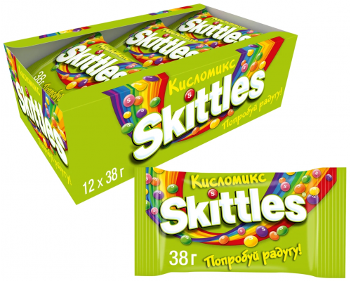 Skittles Кисломикс драже в разноцветной сахарной глазури, 38г