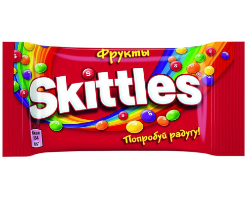 Skittles Фрукты драже в разноцветной сахарной глазури, 38г