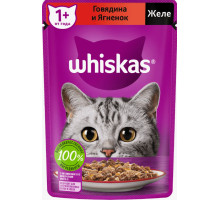 Whiskas влажный корм, Желе говядина с ягненком, 75г