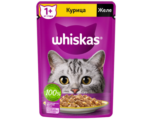 Whiskas влажный корм, Желе с курицей, 75г