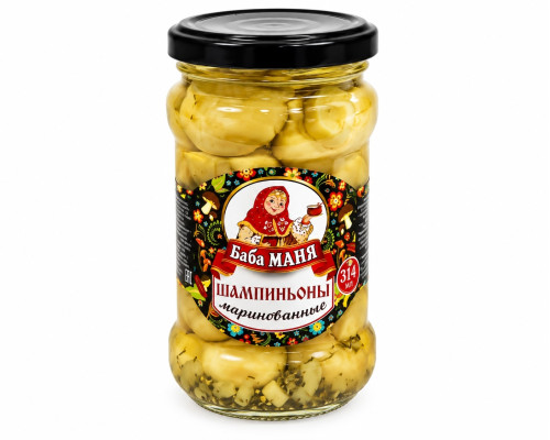 Шампиньоны маринованные Баба Маня, 314 мл