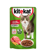Kitekat влажный корм для кошек, Сочная говядина в соусе, 85г 