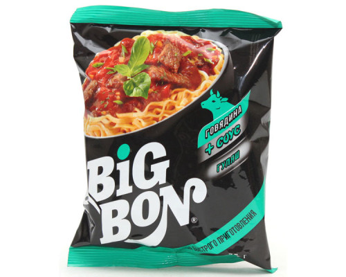 Лапша BIG BON говядина+соус гуляш, 75г Лапша BIG BON говядина+соус гуляш, 75г
