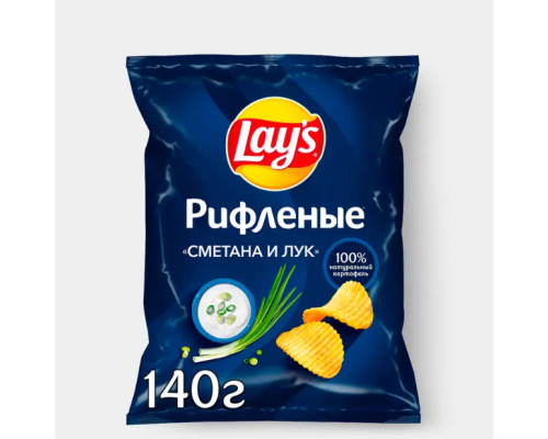 Чипсы Lays со вкусом Сметана и лук, 140г Чипсы Lays со вкусом Сметана и лук, 140г
