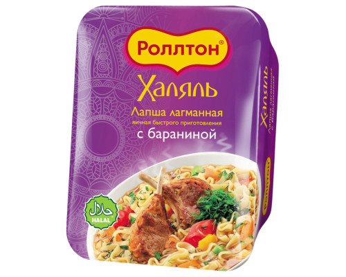 Роллтон ЛБП 90г х 24 лагман с бараниной Халяль в чашке