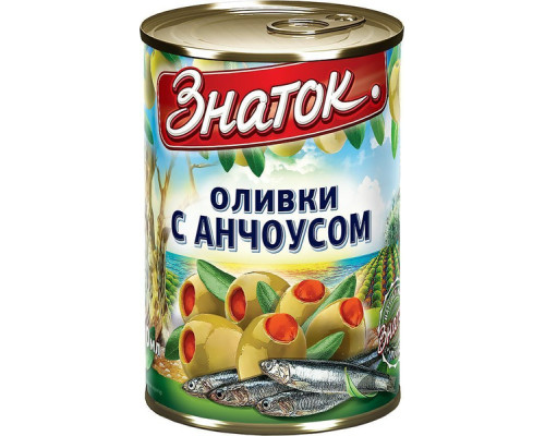 Оливки с анчоусом Знаток, 280г