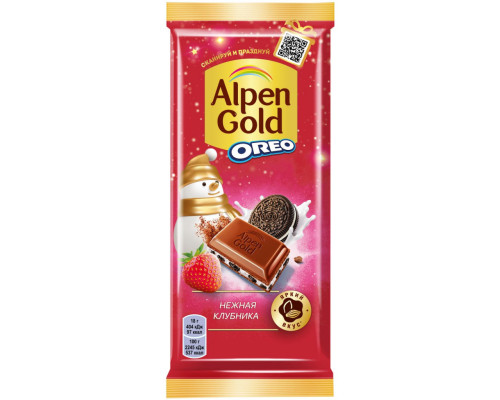 Шоколад Alpen Gold Орео с клубничной начинкой, 90г Шоколад Alpen Gold Орео с клубничной начинкой, 90г