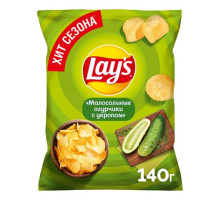 Чипсы Lays со вкусом Малосольные огурчики с укропом, 140г
