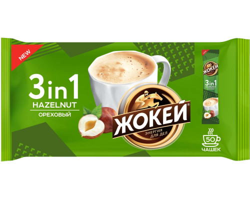 Кофе растворимый Жокей Ореховый 3 в 1, 50*12г