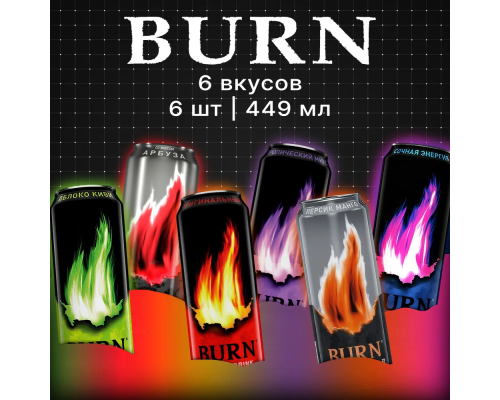 Burn Микс 6 вкусов, 6х0,449л