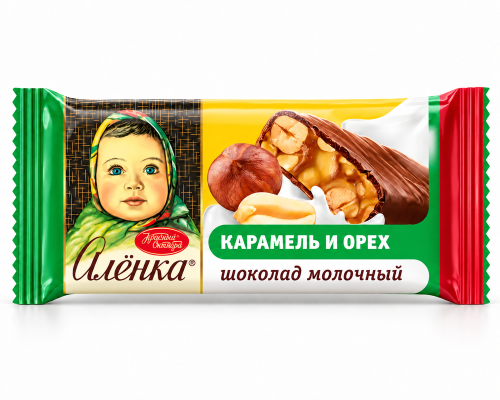 Батончик «Алёнка» карамель и орех в молочном шоколаде, 25 г