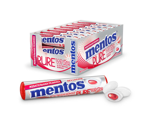 Жевательная резинка Mentos Pure White Вишня, 15,5г