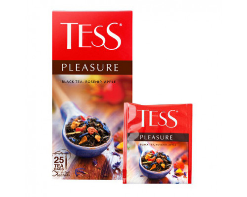 Чай черный Tess Pleasure с шиповником и яблоком, 25*1,5г.