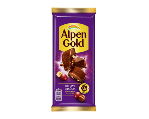 Шоколад Alpen Gold Фундук-Изюм, 80г