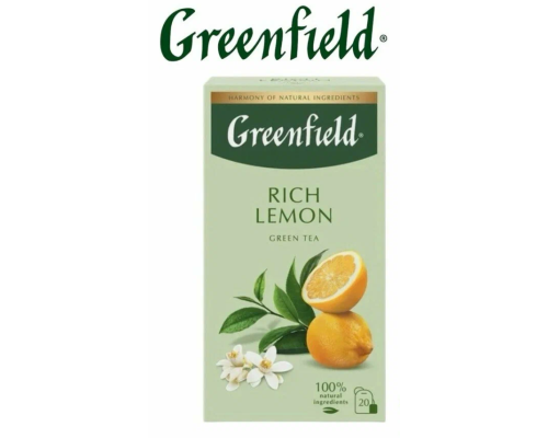 Чай Greenfield Rich Lemon зеленый, 20*2г Чай Greenfield Rich Lemon зеленый, 20*2г
